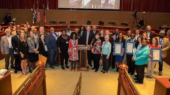 2019 FCCCE winners with proclamation at Assembly hall